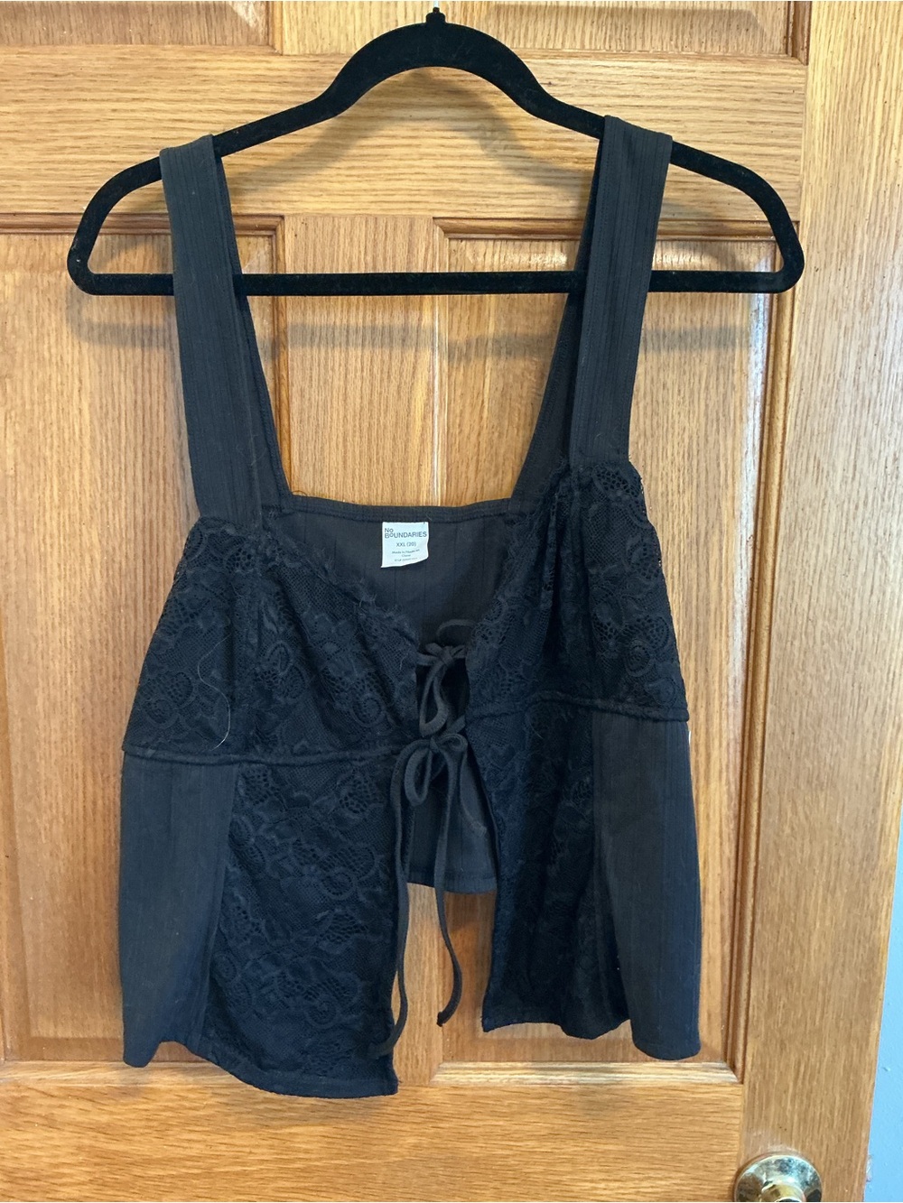 No Boundaries Black Lace-Front Crop Top